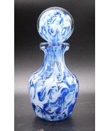 Vintage Blue White Swirl Hand Blown Art Glass Perfume Bottle And Stopper... - $932.74 MXN