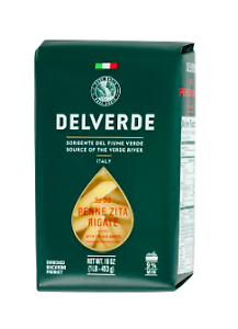 Delverde Italian dry pasta Penne Rigate 1 Lb (PACKS OF 12)
