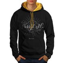 Wellcoda Pass It On Mens Contrast Hoodie, Motivation Casual Jumper - £30.88 GBP