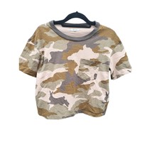 Madewell Crop Top Small Womens Camo Print Crew Neck Short Sleeve Green Pullover - £13.15 GBP