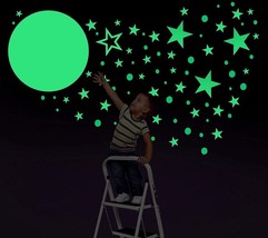 Star &amp; Moon Night Glow Wall Sticker (2 Sheet Neon 114 PC) - £12.82 GBP