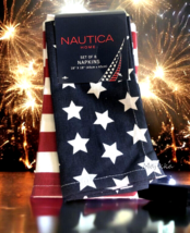 Nautica July 4th Fabric Napkins 18x18&quot; Set of 8 Red White Blue Stars Str... - $38.10