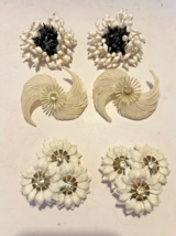 3 Pair MOD Floral Plastics White CRAZY STATEMENT Earrings - £14.65 GBP