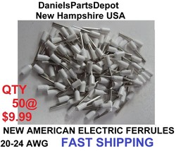 X50 New American Electric 11101050-S 20-24 Awg Insulated Wire Crimp End Ferrule - £7.95 GBP