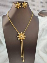 Dubai Gold Plated Jewelry For Women Adjustable Long Chain Necklace Big Flower Pe - £30.02 GBP