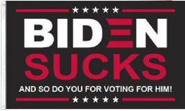 3X5 Biden Sucks Fjb Lets Go Brandon Black Maga Trump 2024 Flag Banner Grommets - £16.46 GBP