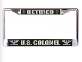Retired Us Army Colonel Chrome License Plate Frame - £23.83 GBP