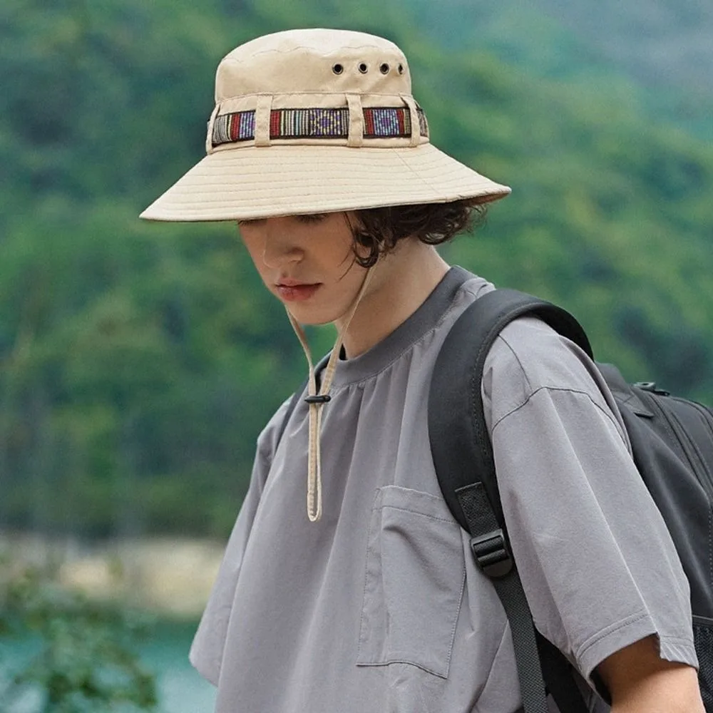 Outdoor Camping Mountaineering Retro Ethnic Style Bucket Hat Summer Suns... - £11.15 GBP+