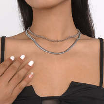 Silver-Plated Herringbone Chain Layered Necklace - £11.00 GBP