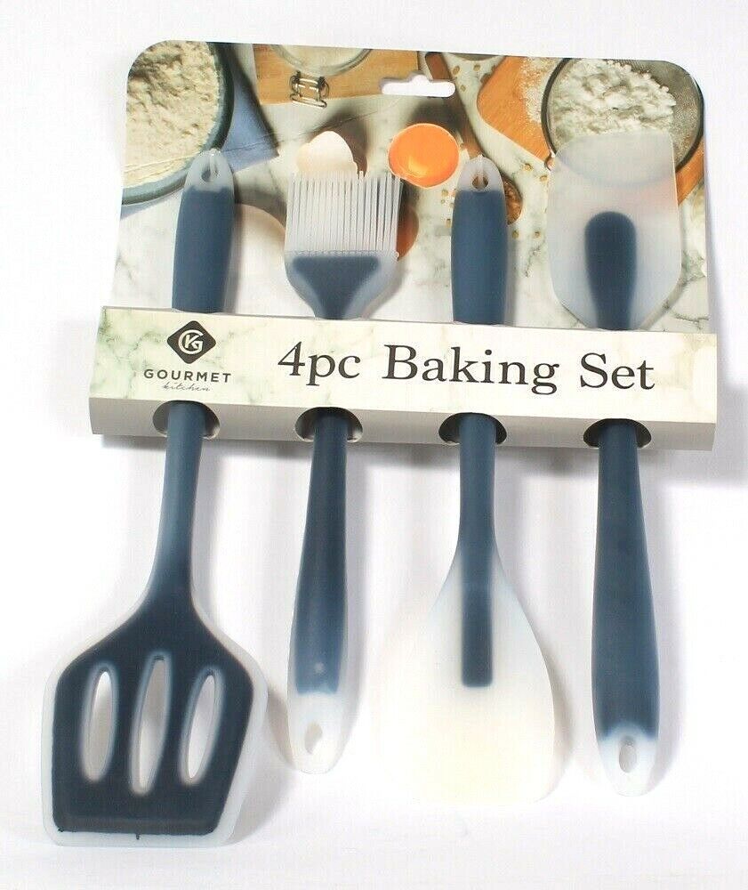 Primary image for Gourmet Kitchen 4 Piece Baking Set Spatula Spoontula Basting Brush & Turner
