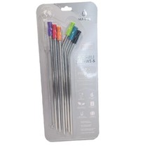 7 pc Manna 18/8 Stainless Steel Drinking Straw Reusable + Cleaner Brush New - £9.38 GBP