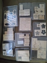 Mostly New Stamping Up Large Lot Rubber Stamps 59 Wood Mount - £62.56 GBP