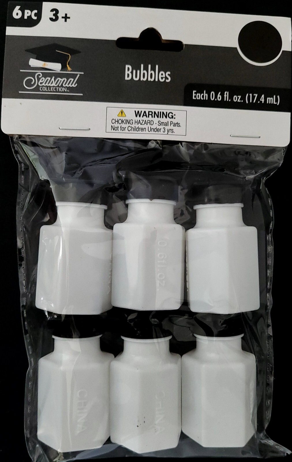 Graduation Decor Favors Bubbles in Bottles w Caps &amp; Tassels, 6 Bottles/Pk - $3.46