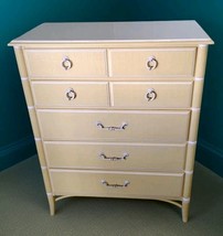 Thomasville Faux Bamboo Tallboy Dresser Regency Allegro 46x36x18&quot; Palm S... - $791.99