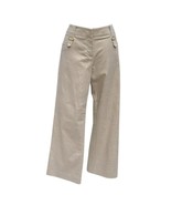 Cache Gold Metallic Linen Stretch Crop Pant Self Belt Back Tab Front NWT... - $128.00