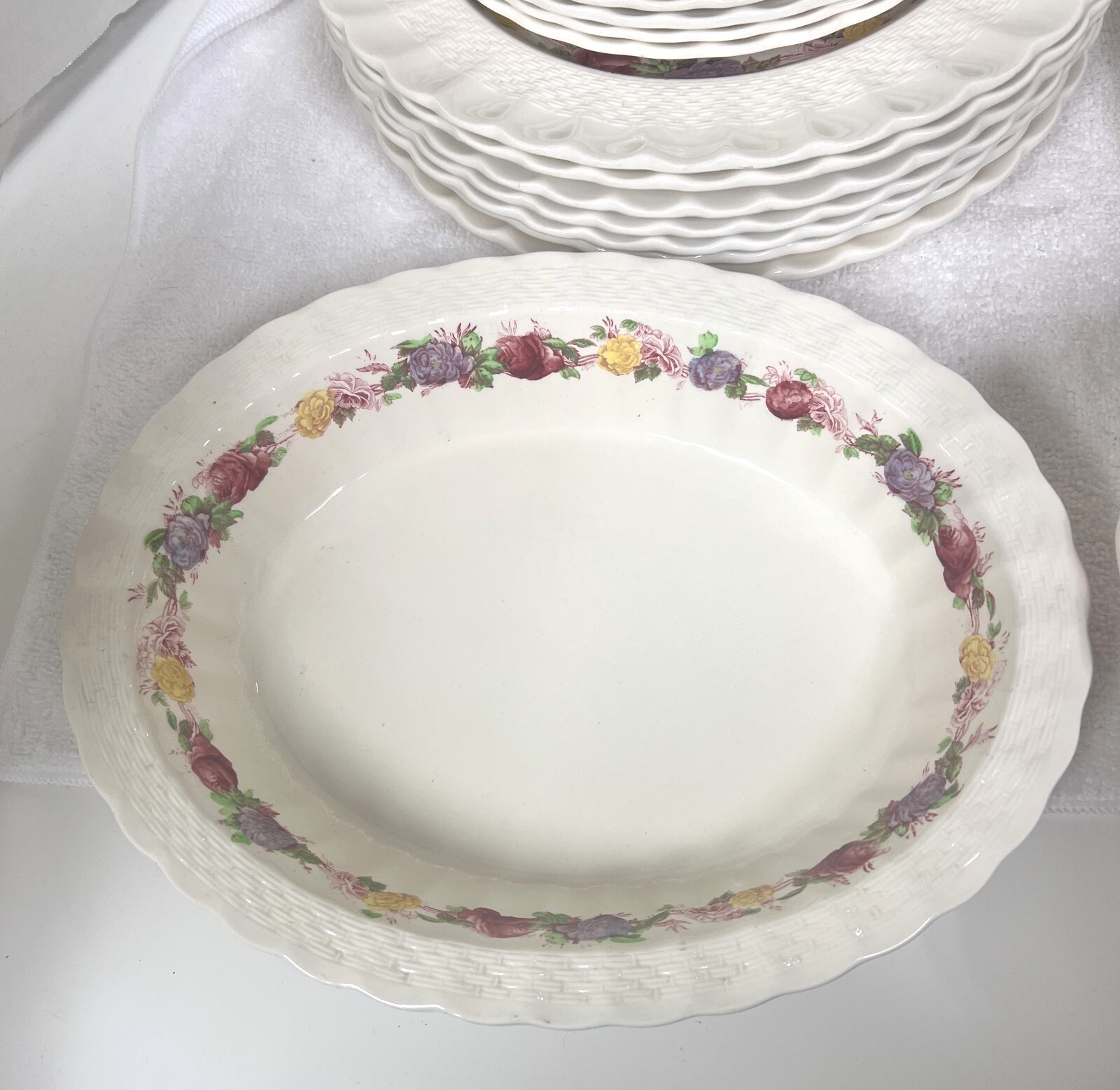 OLD Copeland Spode Rose Briar Basket Weave Rim Item image 6