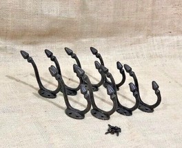 10 Rustic Coat Hooks Cast Iron Wall Mount Hat Hook Towel Bath School Traditional - $26.99