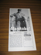 1963 Vintage Ad Manitoba Canada Travel Fisherman Holds 2 Huge Northern Pike - £7.30 GBP