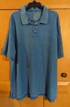Red Head Shirt Mens 2XL Blue Short Sleeve 3 Button Polo Thick Cotton Fabric EUC - £12.99 GBP