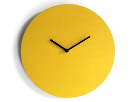11&quot; Small Yellow Wooden Wall Clock, Quiet Open-Face Design, Trendy No Ti... - $32.00