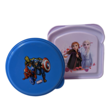 Disney Frozen Marvel Avengers Lunch Sandwich And Round Containers for Ch... - $4.10