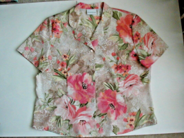 Alfred Dunner Floral Tailored Short Sleeve Blouse Size 18 - €8,40 EUR