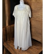 Vtg Shadow Line Nylon Ivory White Lace Maxi Intimate Sheer Slip Dress &amp; ... - $163.80 CAD