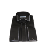 Men CEREMONIA Tuxedo Shirt Rhinestone 100% Cotton Turkey #stn 15 Black W... - £64.13 GBP