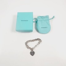 925 Sterling Silver TIFFANY &amp; CO. Heart Tag B Initial Oval Link Chain 7&quot; 26G - £265.94 GBP