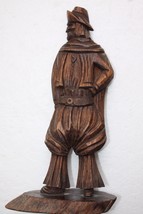 Vintage Man Wooden Sculpture Figurine Hand Carved 12&quot; Home Decor Collectible - £37.00 GBP