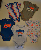 PUMA 5 PACK Infant Boys One piece BODY SUITS Sizes 3-6M and 6-9M NWT - £14.31 GBP