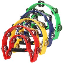 4 Pack 9&quot; Double Row Tambourine Metal Jingles Hand Held Percussion Drum,... - £35.40 GBP