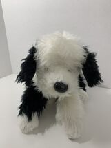 Russ Berrie Domino plush black white shaggy puppy dog border collie shee... - $12.86
