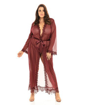 Provence Eyelash Lace Floor Length Robe Zinfandel 1X/2X - $38.80