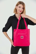 Fuchsia U22 3-Compartment Front 2 Pocket Detailed Canvas Fabric Daily Wo... - $167.75 MXN