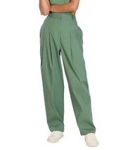 $80 Bar III Nicole Williams English Pleated Wide-Leg Relaxed Pants Green Size 4 - £21.34 GBP