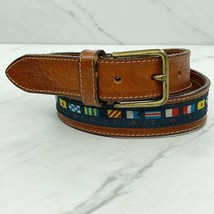 Nautical Flags Yachting Sailing Genuine Leather Belt Size 24 Made in Ita... - $19.79