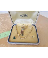 Vtg Phyllis Originals 12kt GF Emerald/Rhinestone Pendant Necklace Earrin... - €21,30 EUR
