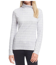 Studio Works Mock Turtleneck Shirt FairIsle Top Knit Womens Size XL Gray... - $10.88