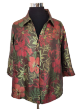 Scott Taylor Blouse Women&#39;s Size  1X Multicolor Floral 3/4 Sleeves Butto... - £14.55 GBP