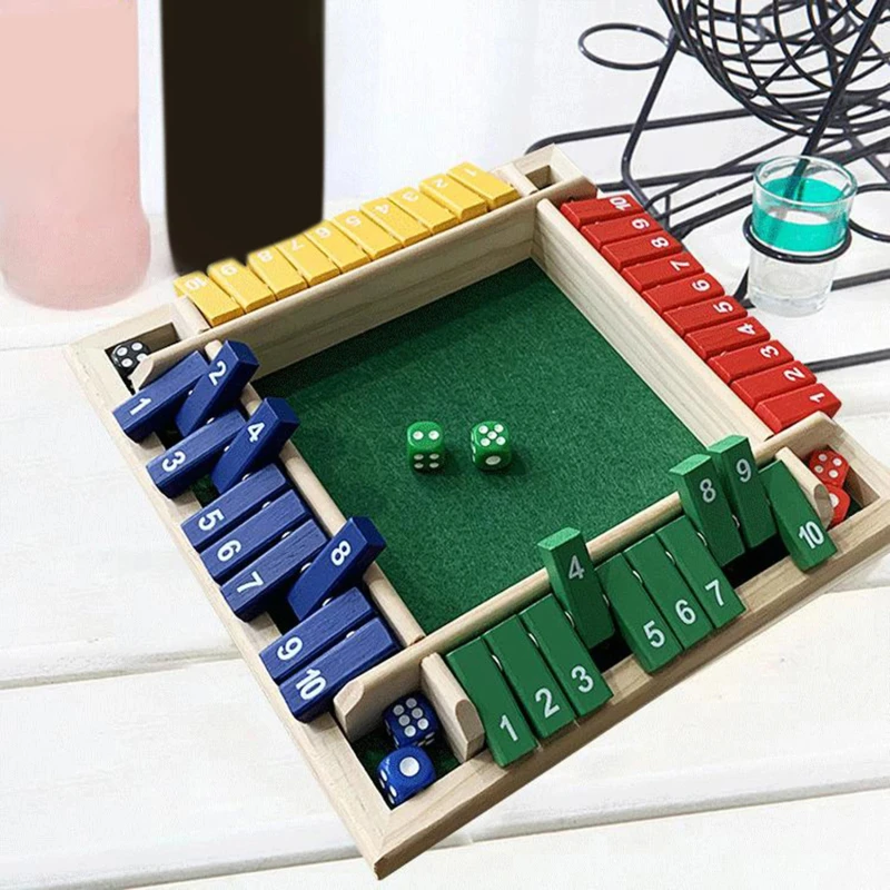 Sporting Drinking Games Deluxe Four Sided 10 Numbers Shut The Box Board Game Set - £31.45 GBP