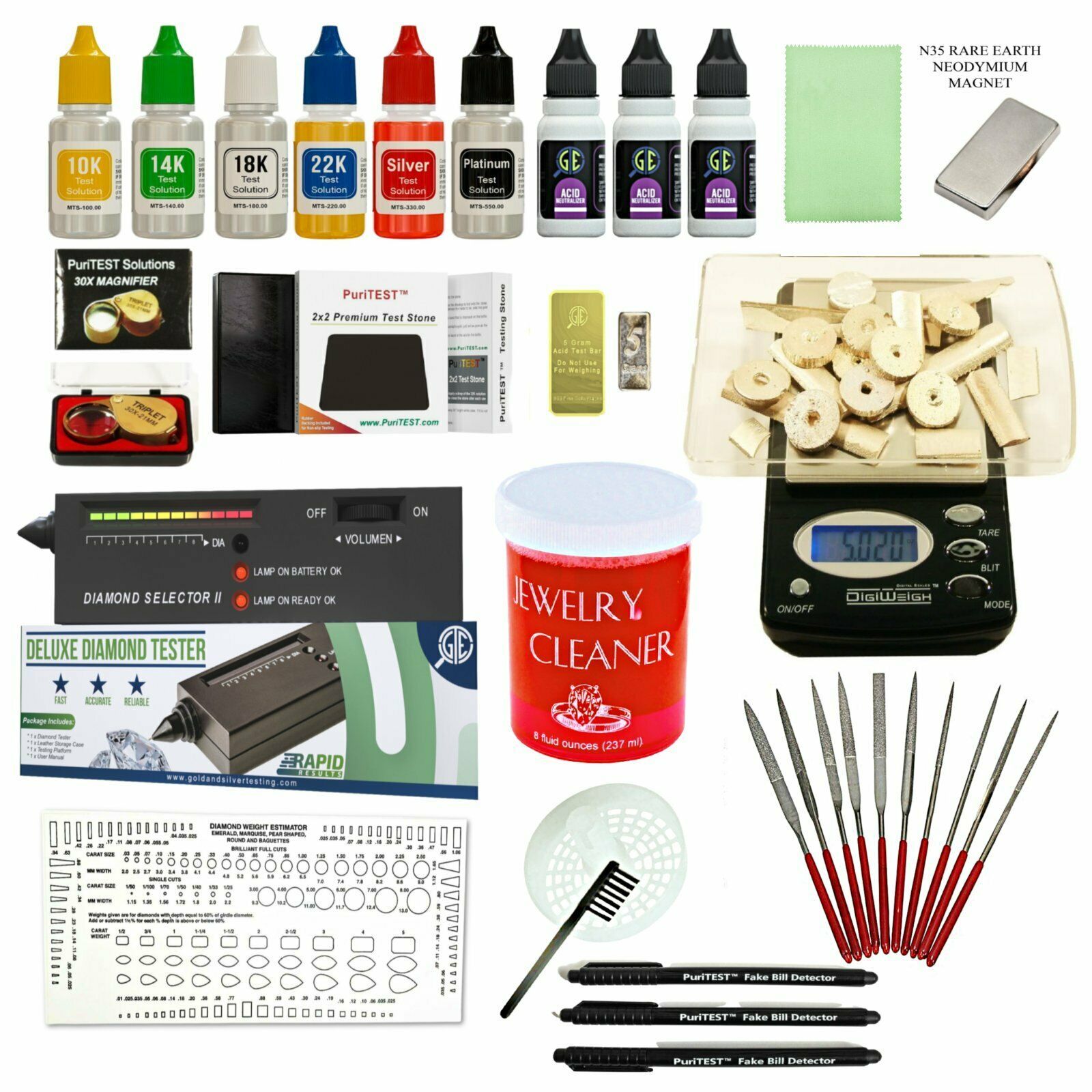 Gold Silver Testing Kit Electronic Scale Diamond Tester Digital Jewelry Cleaner