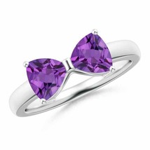 ANGARA Two Stone Trillion Amethyst Bow Tie Ring for Women in 14K Solid Gold - £527.00 GBP