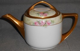 Rosenthal Donatello Shape Pink Roses/Gold Accents 32 Oz Teapot Selb-Bavaria - £62.29 GBP