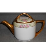 Rosenthal DONATELLO SHAPE Pink Roses/Gold Accents 32 oz TEAPOT Selb-Bavaria - $108.53 CAD