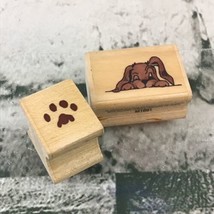 Vintage Pet Themed Rubber Stamps Lot Of 2 Puppy Dog Cats Paw Wood Mounted - $9.89