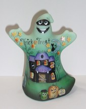 Fenton Glass Jadeite &quot;Keep Out&quot; Halloween Ghost Figurine Ltd Ed #9/22 Kim Barley - £214.44 GBP