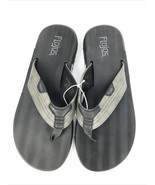 FLOJOS Mens Flip Flops Gray Black Memory Foam Size 12 Sandals Shoes - $29.90