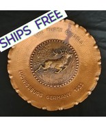 1955 Hammered Copper Reindeer Plate M Willig Freising Bavaria - $46.44
