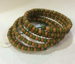 Swirl Wooden Beads Bracelet Bangle#2 - £11.74 GBP